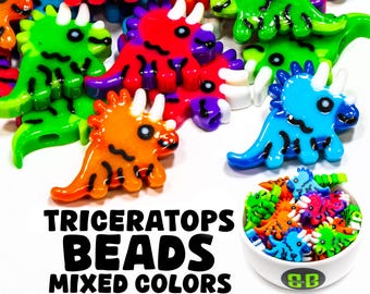 Triceratops dinosaurie Kandi pärlor | Glansiga EDM Rave Charms