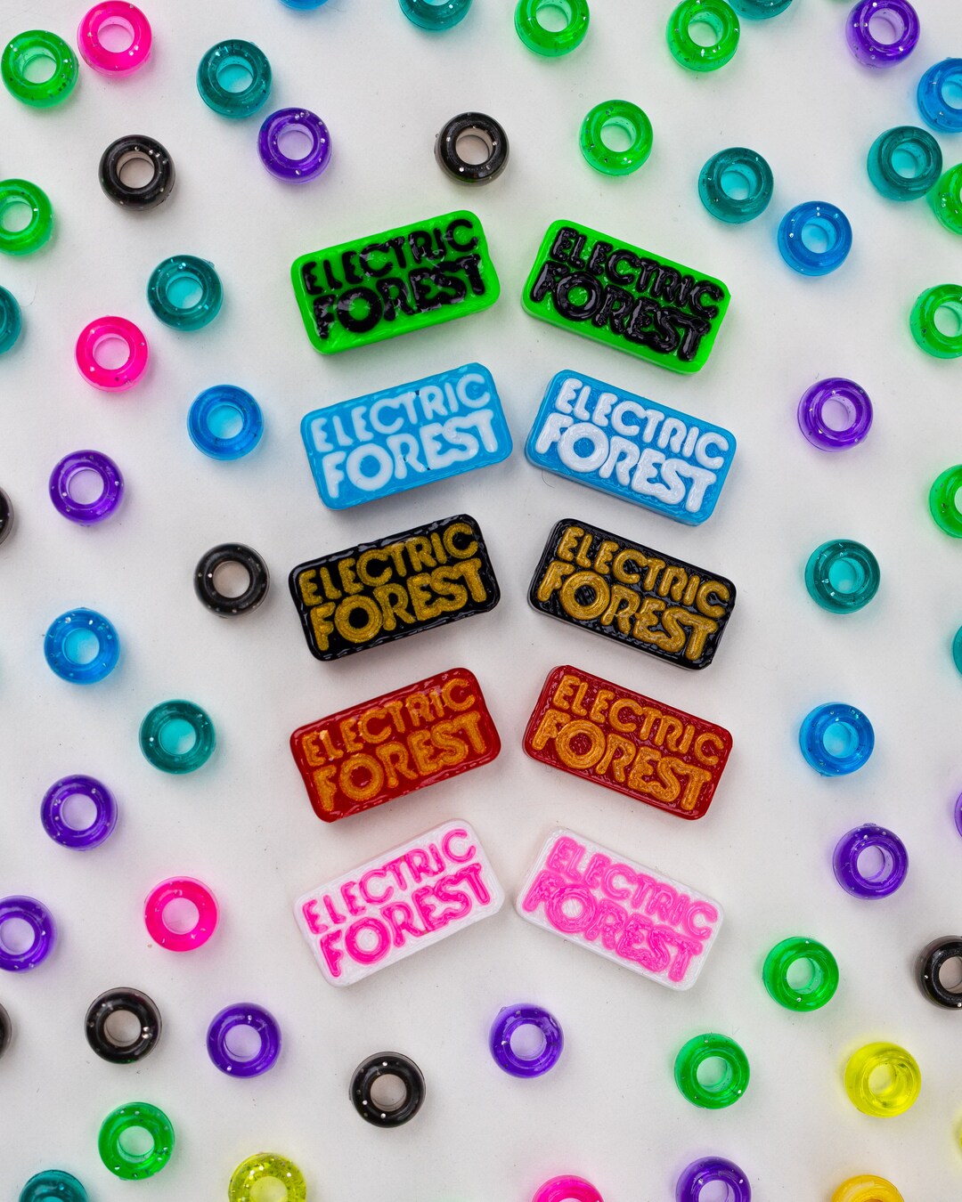 Electric Forest Kandi Beads Choose From Black Gold, Blue White, Red