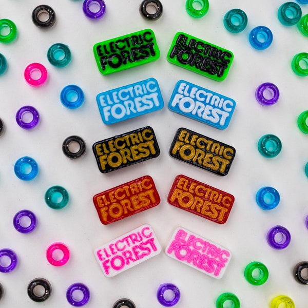 Electric Forest Kandi Beads | Choose from Black + Gold, Blue + White, Red + Gold, White + Pink, Green + Black, or Variety Pack. 3D Printed