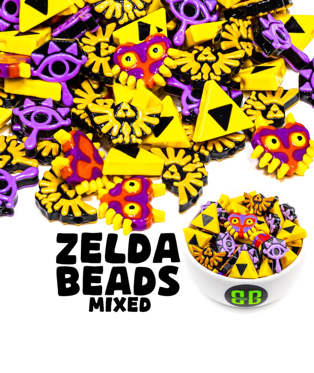 Zelda Kandi Beads | Choose From Sheikah, Triforce, Majoras
