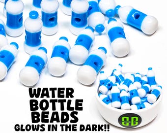 Water Bottle Kandi Beads | Packs of 5, 10, 20, or 30 beads. EDM Music Festival + Rave Charms in Glossy, Colorful Plastic.