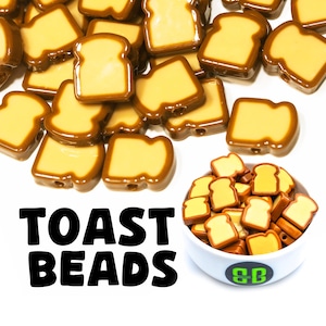 Toast/Bread Kandi Beads | Packs of 5, 10, 20, or 30 beads. EDM Music Festival + Rave Charms in Glossy, Colorful Plastic.