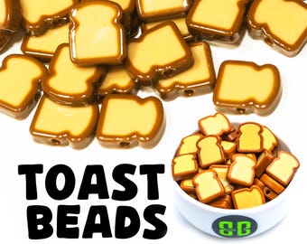 Toast/Bread Kandi Beads | Packs of 5, 10, 20, or 30 beads. EDM Music Festival + Rave Charms in Glossy, Colorful Plastic.