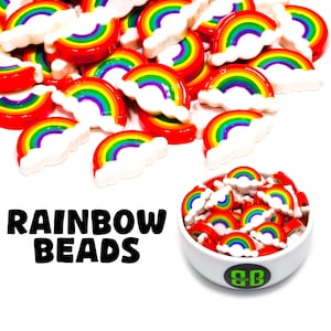 Cuentas Kandi Arcoíris / Paquetes de 5, 10, 20 o 30 cuentas. Dijes para festivales de música y fiestas rave en plástico brillante y colorido.
