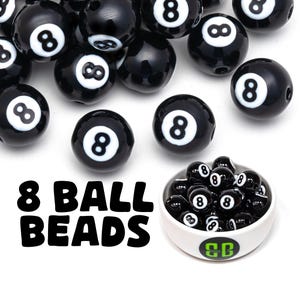 8 Ball Emoji Kandi Beads | Packs of 5, 10, 20, or 30 beads. Music Festival & Rave Charms in Glossy, Colorful Plastic.