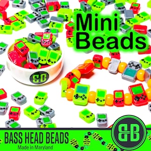 Mini Handheld Game Kandi Beads | Packs of 6, 12, 24, or 36 beads. Music Festival + Rave Charms in Glossy, Colorful Plastic.