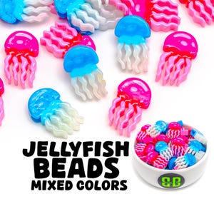 Jellyfish Kandi Beads | Packs of 2, 4, 10, 20, or 30 beads. Music Festival + Rave Charms in Glossy, Colorful Plastic.