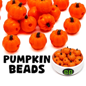 Fall Pumpkin Kandi Beads | Packs of 5, 10, 20, or 30 beads. Music Festival + Rave Charms in Glossy, Colorful Plastic.