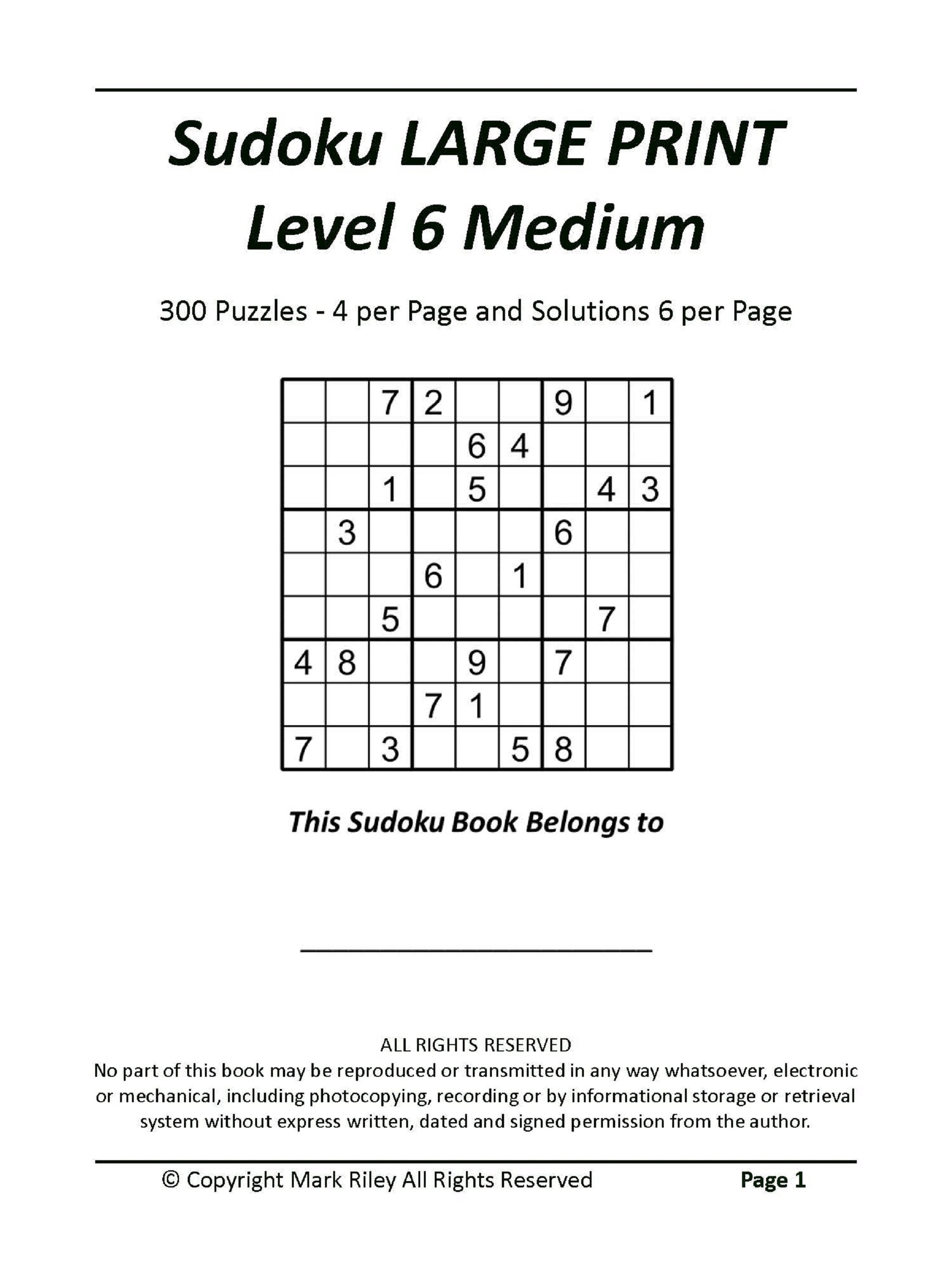 sudoku medium level 6 series 1 digital puzzles free etsy