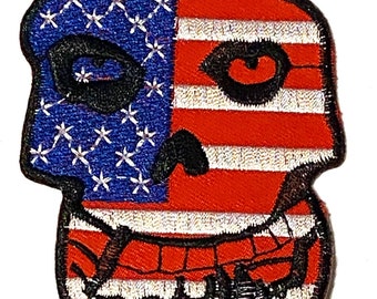 Crimson Ghost Misfits USA Iron On Embroidered Patch, Punk Rockabilly Biker Traditional Tattoo Applique