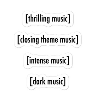 Musique Sous-titres autocollants sans bulles Titres, sous-titres. Un sticker pour tous vos thèmes et ambiances !