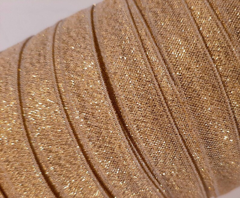 Narrow Gold Sparkle Elastic Fold Over Elastic Elastic Etsy
