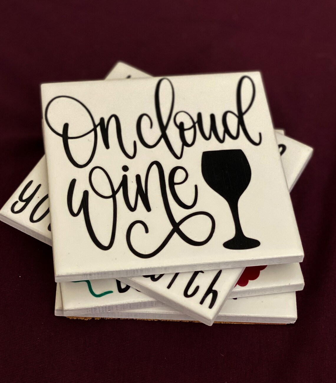 Wine Inspired Custom Coaster Set Etsy