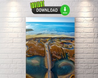The Beach Road Print, Printable Wall Art, Instant Digital Download, Aerial Photography, Wall Art, Art Prints, Home Decor