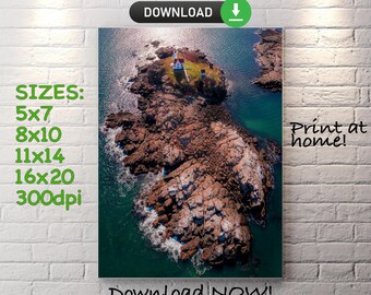The Nubble Lighthouse in Maine - Instant Digital Download, Wall Art, Art Prints, Home Decor