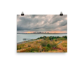 Deer Island Boston Skyline Sunset - Poster