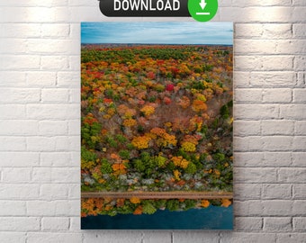 Fall in New England, Digital Download, Printable Wall Art, Instant Digital Download, Aerial Photography, Wall Art, Art Prints, Home Decor