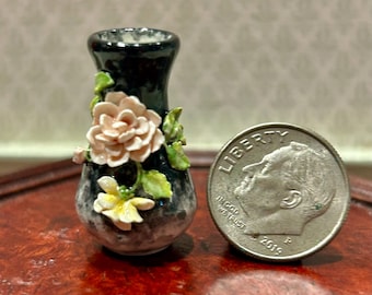 DOLLHOUSE Miniature - Jack Cashmere - Porcelain Vase OOAK Floral sculpted roses