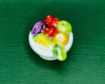 Dollhouse Miniature Anne Dalton Porcelain BOWL OF FRUIT, 1:24 scale