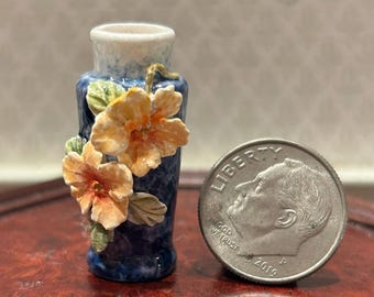 DOLLHOUSE Miniature - Jack Cashmere - Porcelain Vase OOAK Floral sculpted Flowers