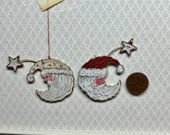 1:12 CHRISTMAS SANTA Reservable Hanging Santa Plaques. Collector Miniature DOLLHOUSE ooak