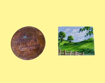Dollhouse Miniature Original Micro Painting, Karry Johnson Landscape all scales OOAK