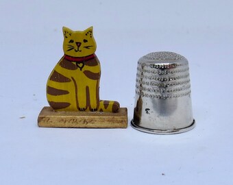 Dollhouse Miniature 1:12 Folk Art Wooden CAT Sculpture Hand Painted Hand Made OOAK
