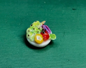 Dollhouse Miniature Anne Dalton Porcelain BOWL of  FRUIT, 1:24 scale Super TINY