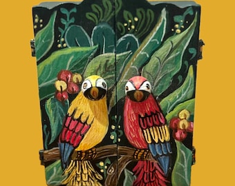 Dollhouse Miniature 1:12 Hand Painted Wooden Parrot Cabinet OOAK IGMA Folk Art