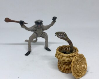 Miniature 1:12 Alex Blythe's HOLY FOOL, Monkey charming Snake
