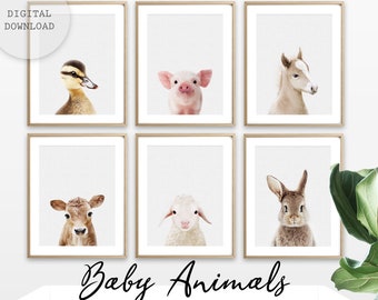 Baby Farm Animal Prints For Farm Nursery Print Set of 6 Nursery Poster PRINTABLE Wall Art Nursery Decor Pictures DIGITAL DOWNLOAD