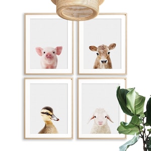 Baby Farm Animal Nursery Prints Set of 4 Farm Nursery Art PRINTABLE Photo Picture Wall Decor DIGITAL DOWNLOAD