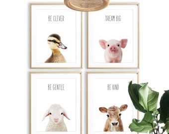 Farm Nursery Decor Print Farm Baby Animal PRINTABLE Nursery Art Inspirational Quote Nursery Prints Set of 4 Baby Room Decor DIGITAL DOWNLOAD