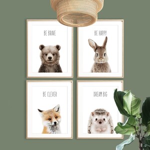 Woodland Nursery Animal Wall Art Nursery Baby Animals PRINTABLE Kids Wall Art Set 4 Toddler Bedroom Decor Woodland Wall Art Prints Boy Girl image 6