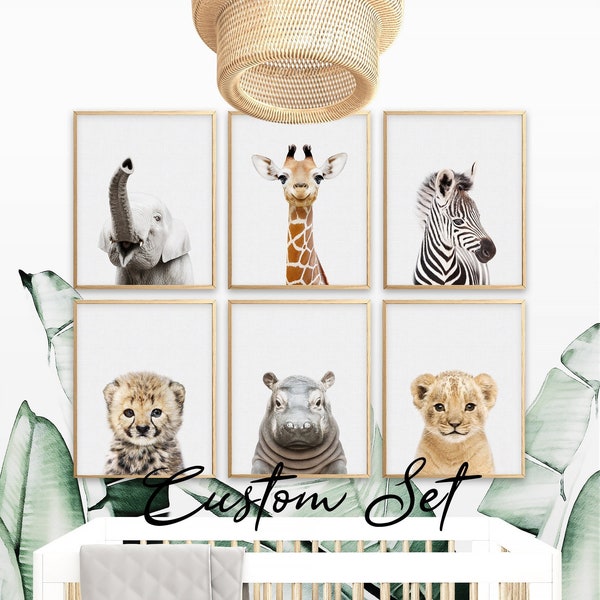 Safari Nursery Prints Set of 6 Jungle Animal Prints Baby Animal Wall Art PRINTABLE Zoo Nursery Decor DIGITAL DOWNLOAD Baby Room Kids Posters