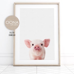 Pig Print Piglet Art Baby Farm Animal Print Pig Wall Art Cute Farm Baby Animals Nursery Decor Prints Picture Photo Kids PRINTABLE Wall Art