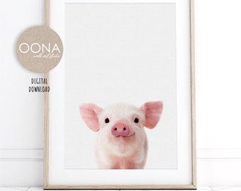 Pig Print Piglet Art Baby Farm Animal Print Pig Wall Art Cute Farm Baby Animals Nursery Decor Prints Picture Photo Kids PRINTABLE Wall Art