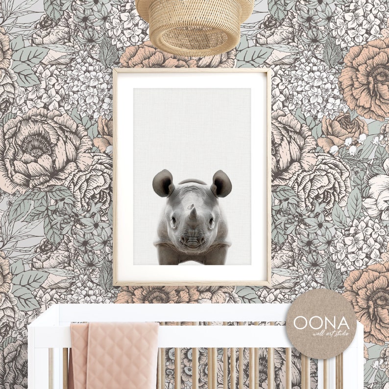 Baby Rhino Wall Art Print PRINTABLE Zoo Animal Nursery Decor Etsy