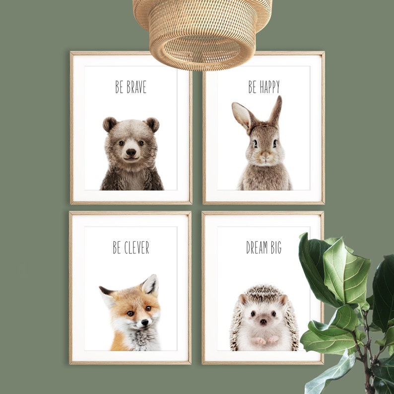 Woodland Nursery Animal Wall Art Nursery Baby Animals Etsy
