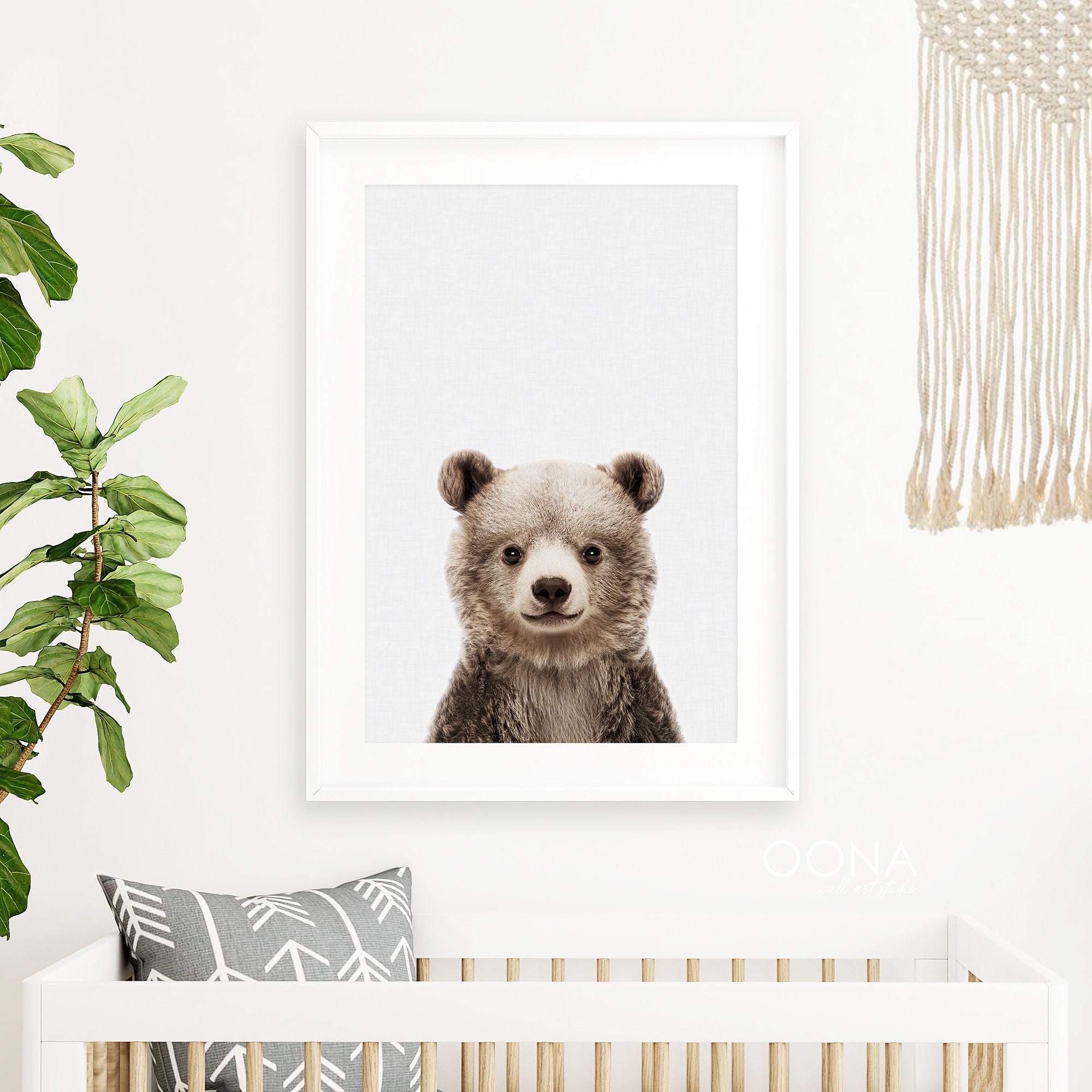 Baby Bear Print Woodland Nursery Wall Art Bear Nursery Art Boy | Etsy