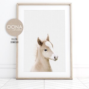 Impresión de caballo bebé, animal de granja, decoración de guardería para niña y niño, póster de arte de pared de granja para imprimir, descarga digital