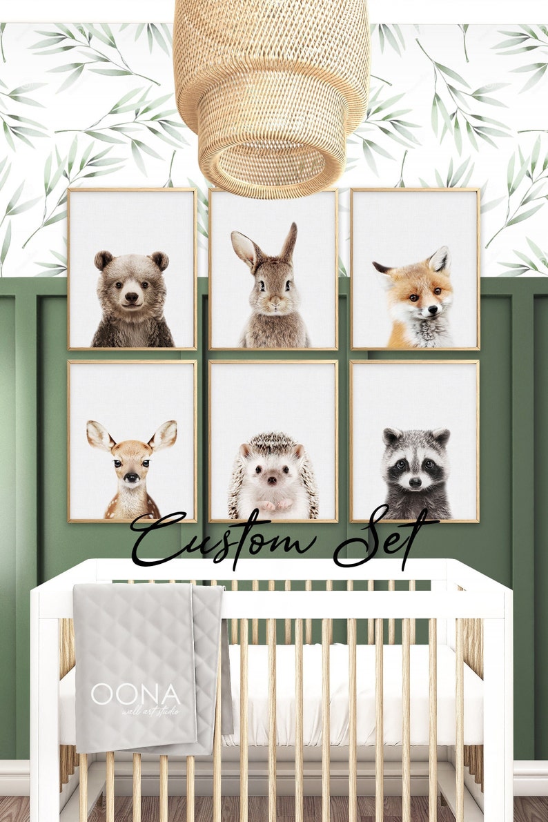 Woodland Nursery Prints Set of 6 Woodland Animal Prints Nursery Animal Print Forest Baby Animals Wall Art Nursery Decor Boy DIGITAL DOWNLOAD 