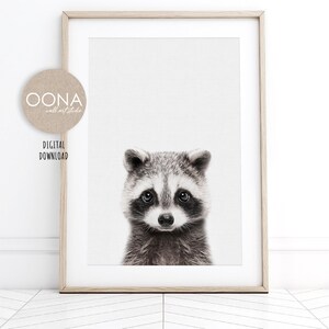 Baby Raccoon Print Woodland Nursery Art PRINTABLE Raccoon Wall Art Forest Creature Nursery Art Baby Woodland Animals Print for Nursery Decor