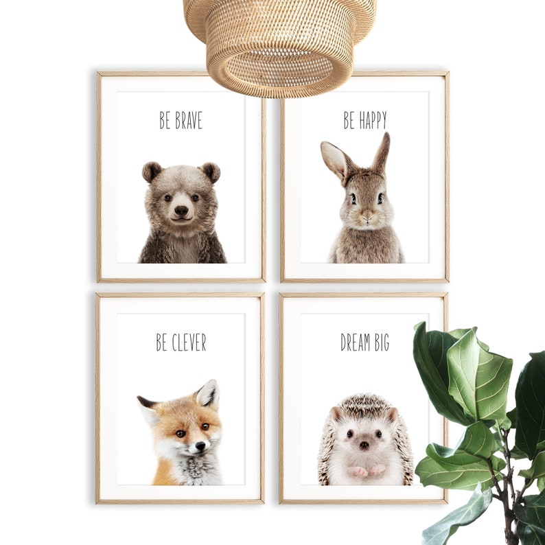 Woodland Nursery Animal Wall Art Nursery Baby Animals Etsy