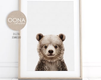 Baby Bear Print Woodland Nursery Wall Art Bear Nursery Art Boy Forest Animals Wall Art Nursery Decor Bear Cub Print Picture DIGITAL DOWNLOAD