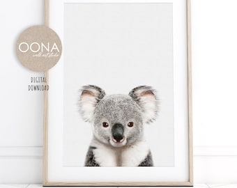 Koala Print Baby Animal Prints Nursery Wall Art Animals PRINTABLE Baby Koala Bear Picture Decor For Baby Shower Decorations DIGITAL DOWNLOAD