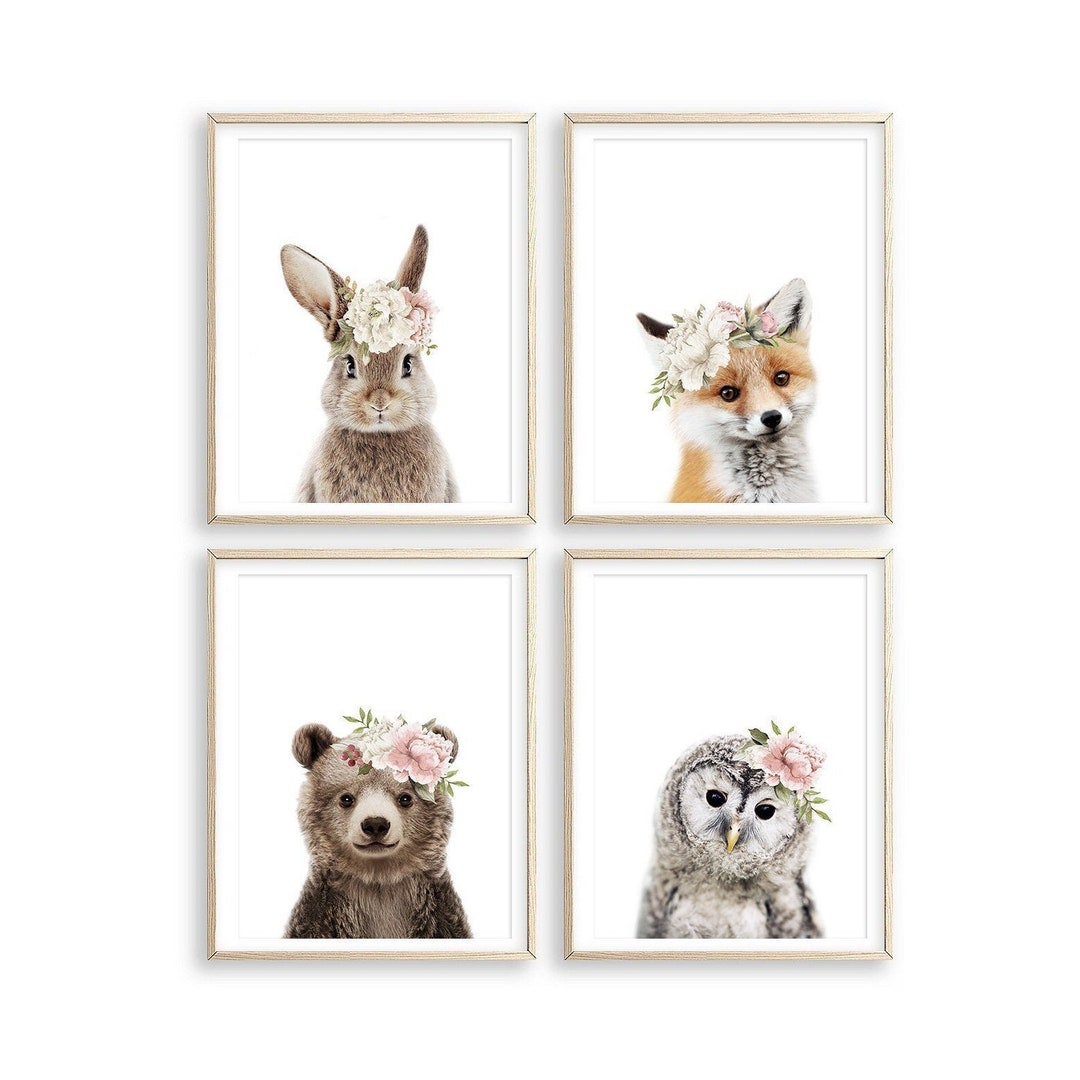 Baby Girl Woodland Nursery Decor Blush PRINTABLE Wall Art Prints ...