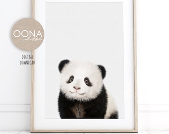 Baby Panda Print Nursery Panda PRINTABLE Panda Wall Art Bear Panda Poster Portrait for Baby Room Wall Art Animal Kids Bedroom Art Wall Decor