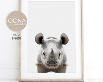 Baby Rhino Wall Art Print PRINTABLE Zoo Animal Nursery Decor African Safari Animal Prints Poster DIGITAL DOWNLOAD