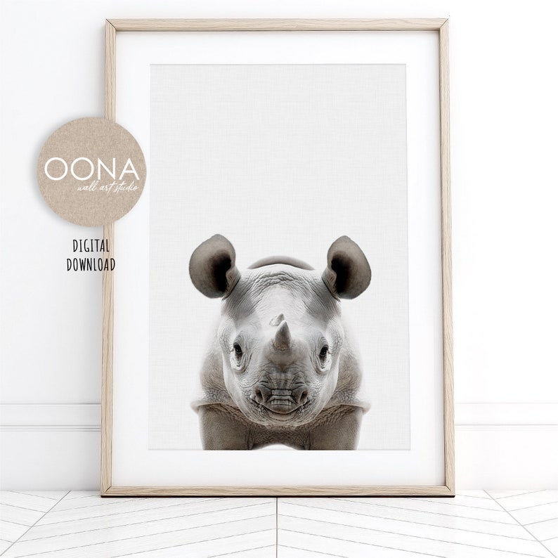 Baby Rhino Wall Art Print PRINTABLE Zoo Animal Nursery Decor Etsy
